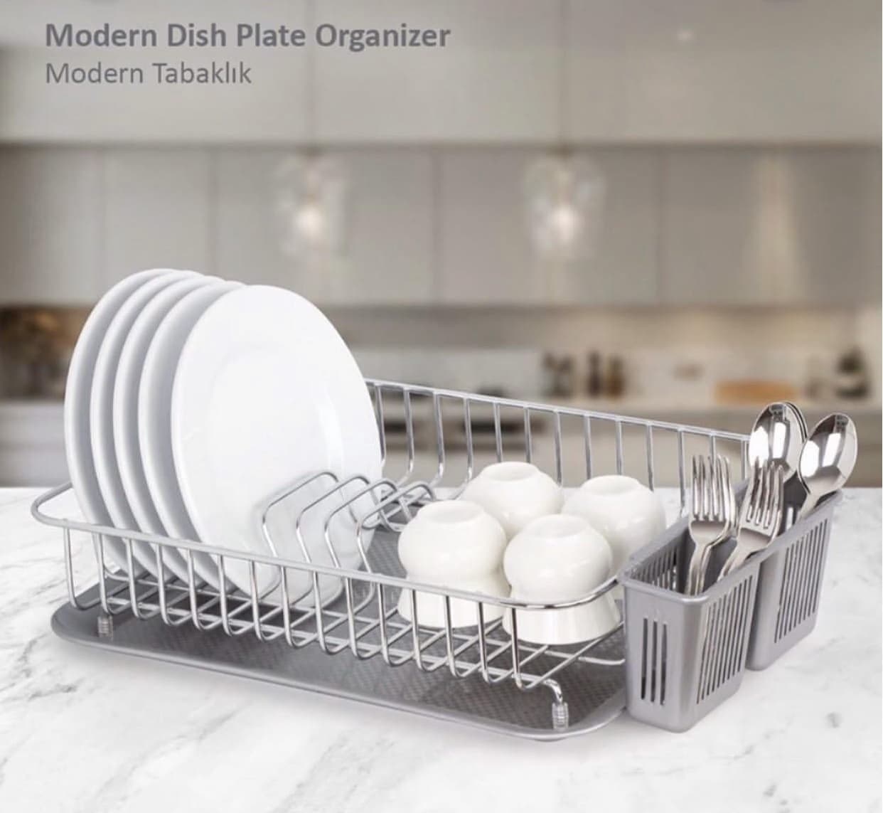 Okyanus Modern Dish Rack - Chrome