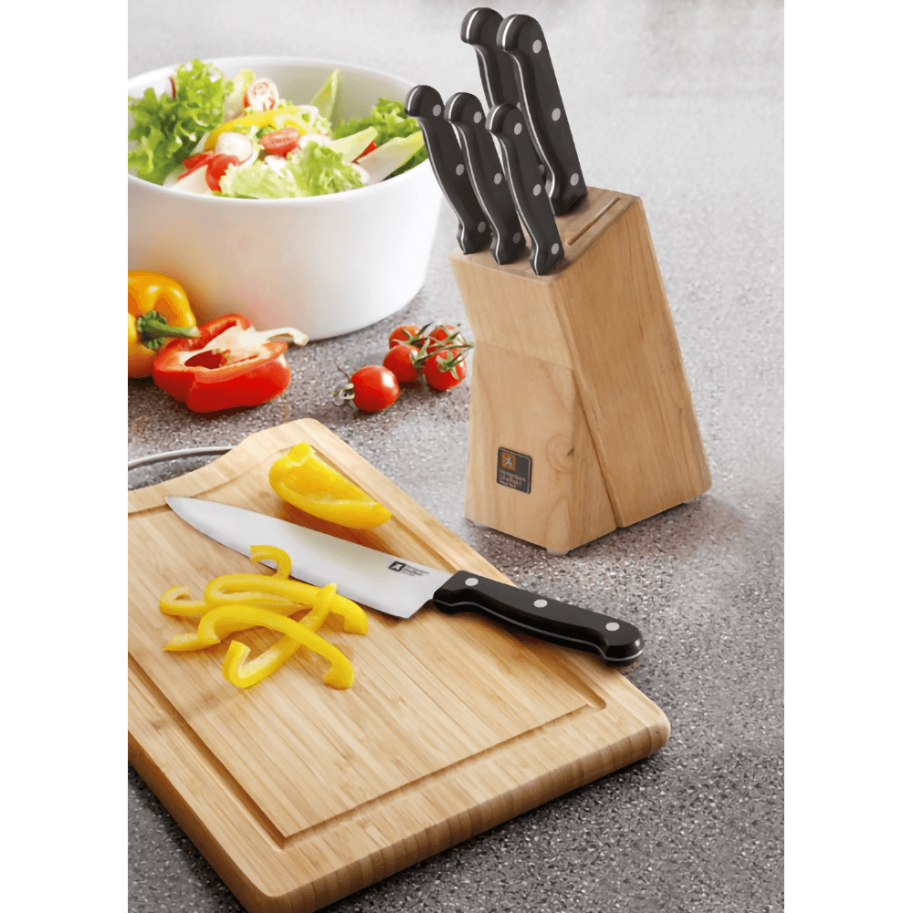 Amefa Artisan 6 pcs Knife Set with Natural Wood Block