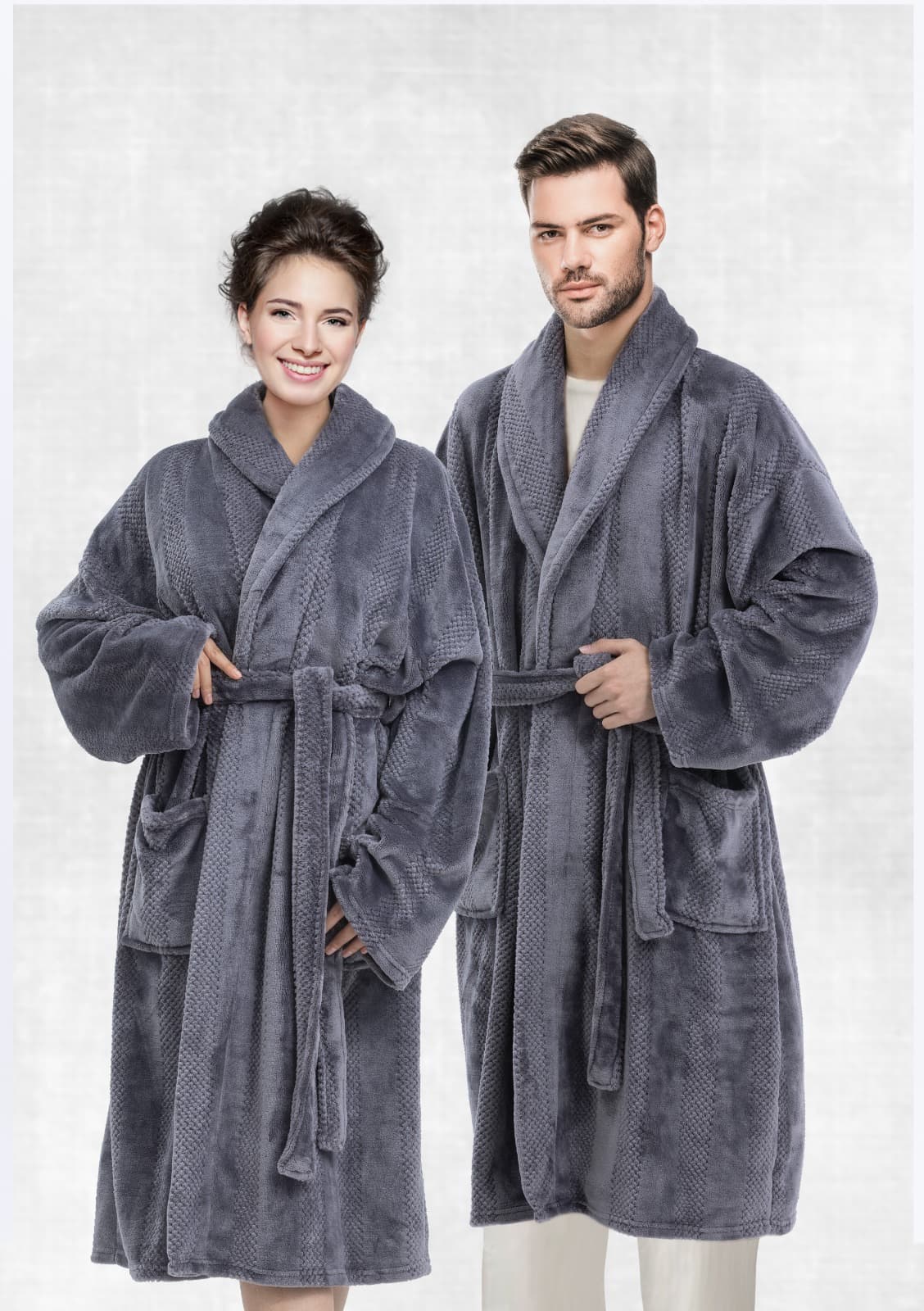 "CANNON EMBOSSED FLANNEL ROBE GRY