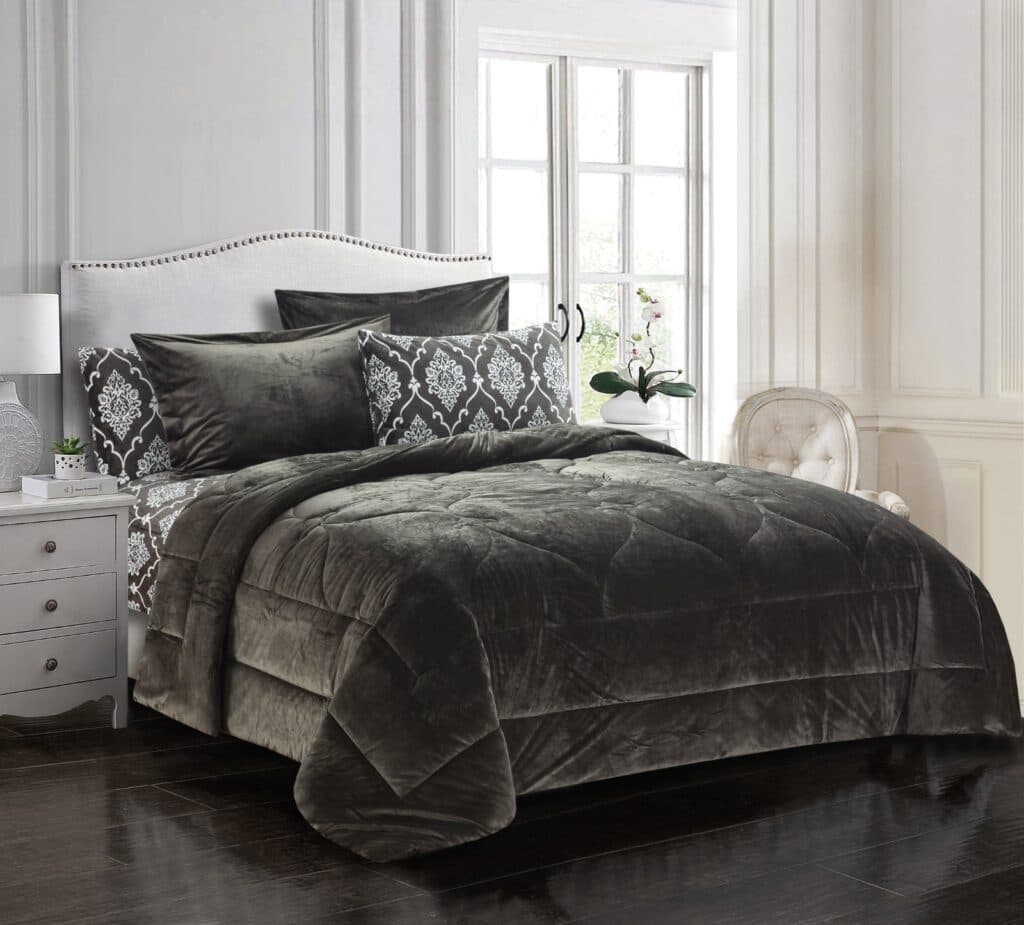 Cannon (T) Plain Flannel W/Prtd Sheet Comf 4pc beige