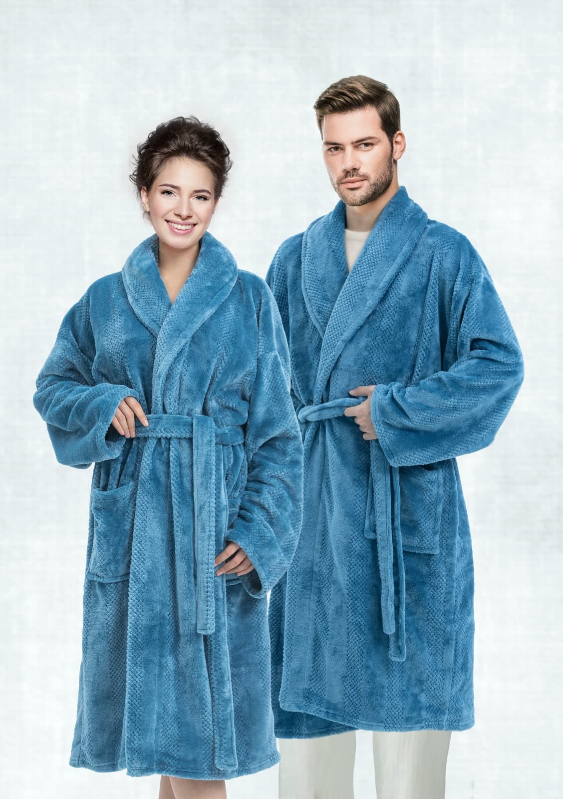 Cannon Mbossed Flannel Robe Blue