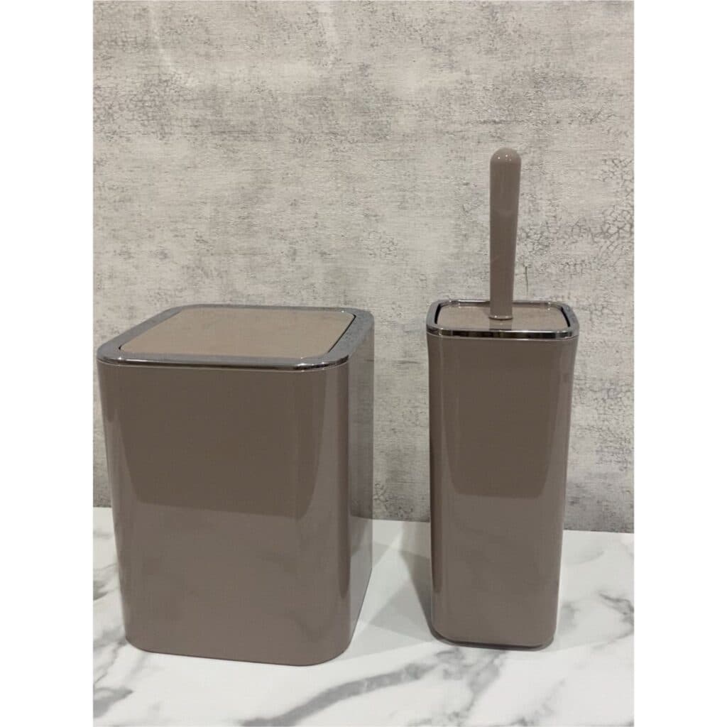 Okyanus Square Bathroom Set 2 of pcs Brown/Chrome