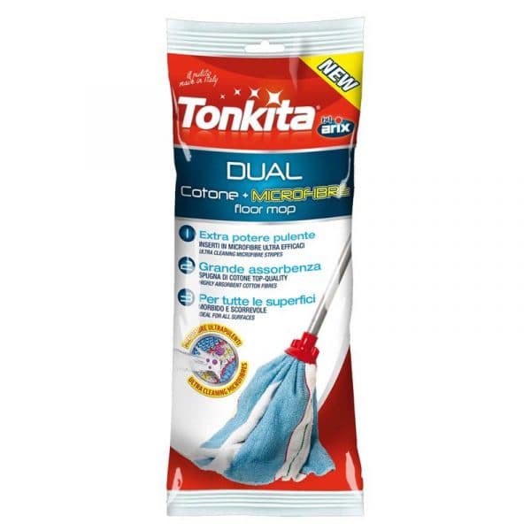 Tonkita Dual Mop Cotton and Microfiber with Metal Handle