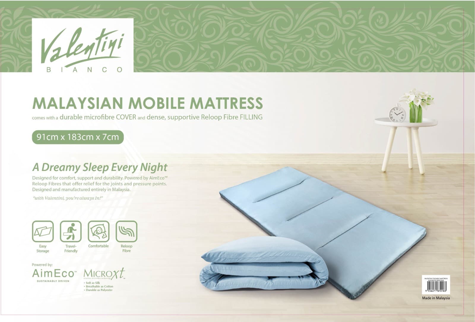 VALENTINI MOBILE MATTRESS GRY 91*183*7 CM (Copy)