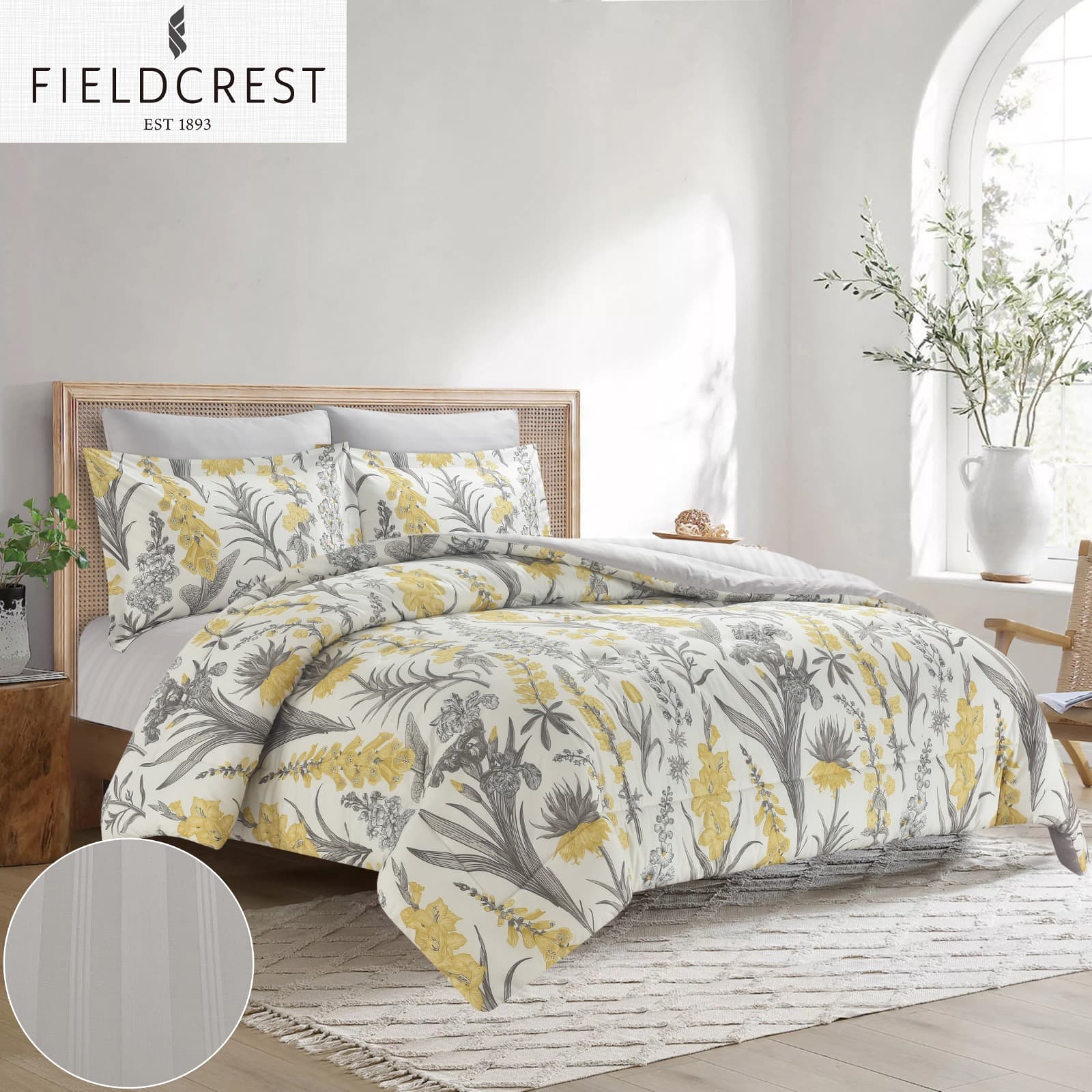 FIELDCREST (K) CTN PRTD FACE WTH STRP REV COMF 6PC