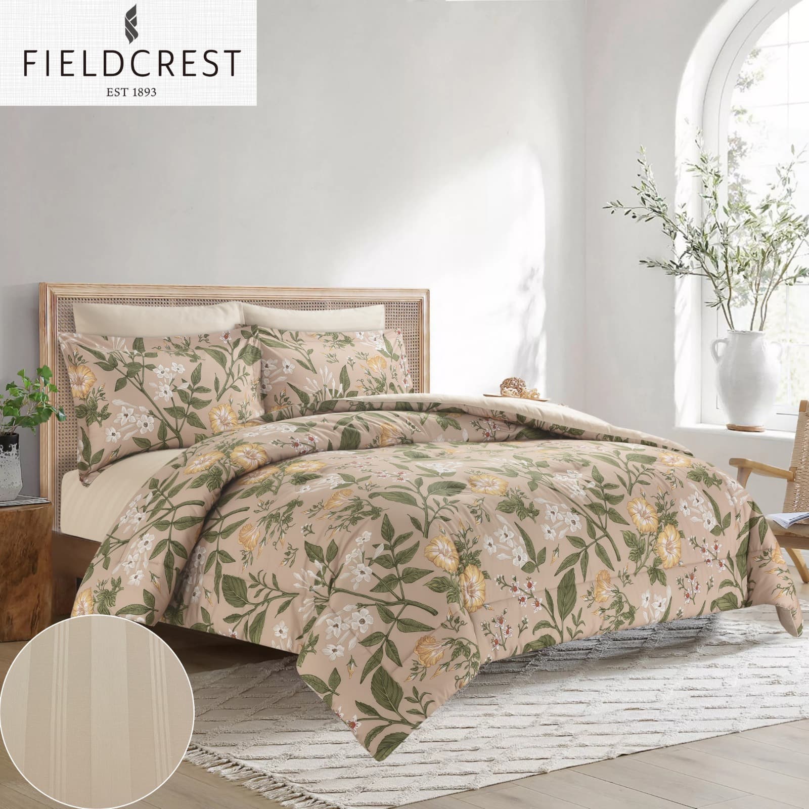 FIELDCREST (K) CTN PRTD FACE WTH STRP REV COMF 6PC (Copy)