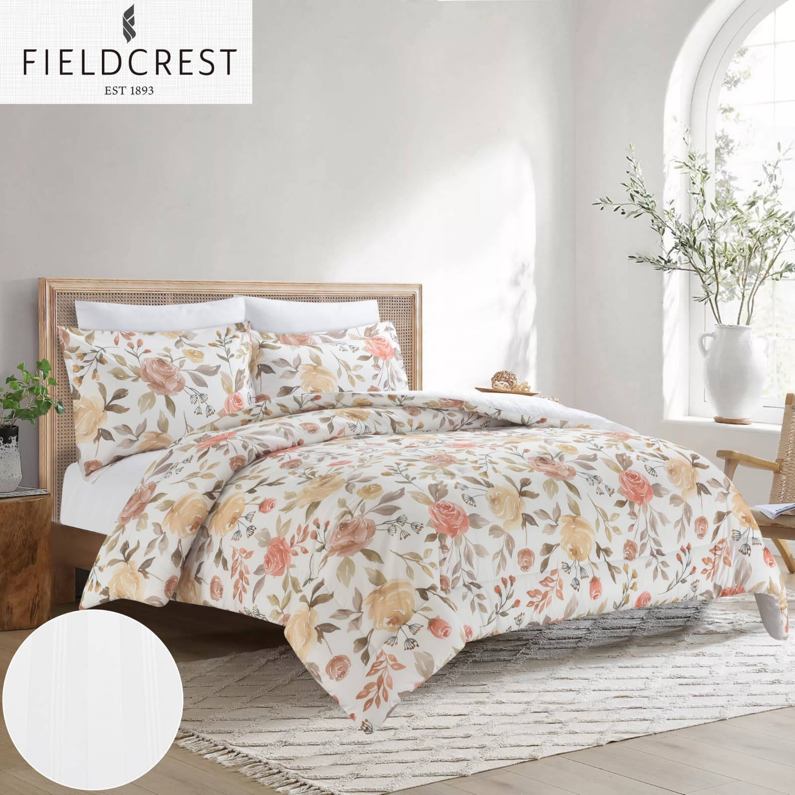 FIELDCREST (K) CTN PRTD FACE WTH STRP REV COMF 6PC