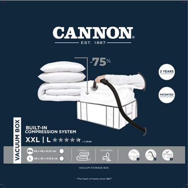 CANNON STORAGE BOX W/COMPRESSION BAG WHT L