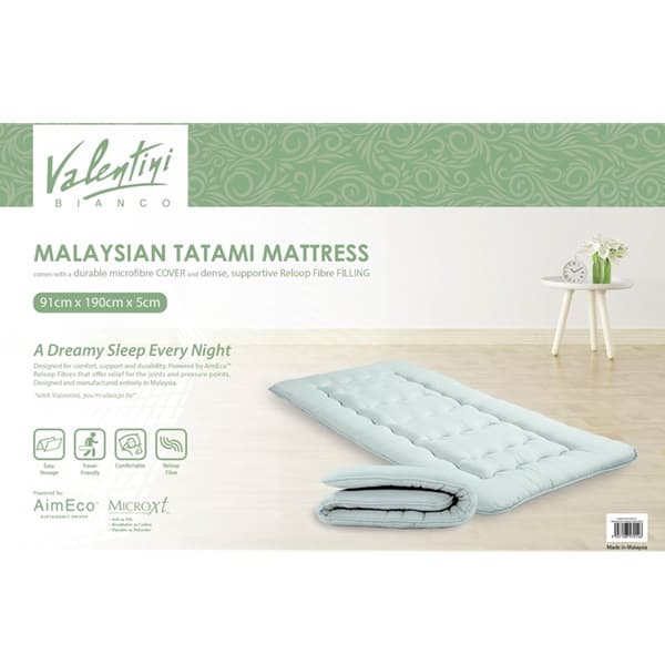VALENTINI QUILTED MALAYSIAN FOLDABLE MATTRESS 91X190X5CM BEG GRY