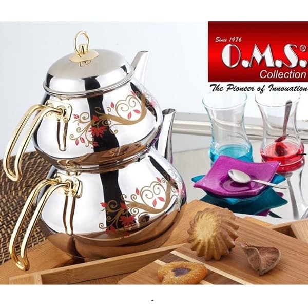 OMS Tea Pot Set, Gold Design