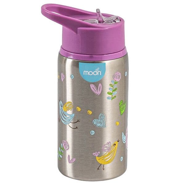 "MOON Single Wall SS Sipper Bottle 90x75x182mm 530ml / 18oz-Purple