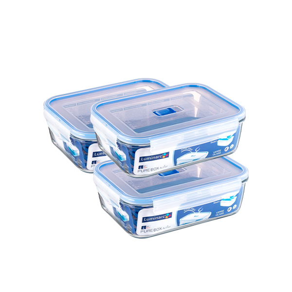 Luminarc Pure Box Active Glass Food Storage Container (Square, 1.5  cups/380ml)